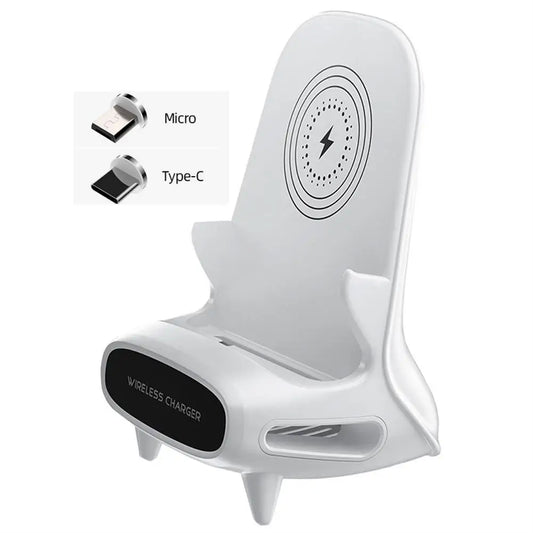 Portable 15W Fast Charge Wireless Charging Desk Stand & Mini Chair Sound Holder