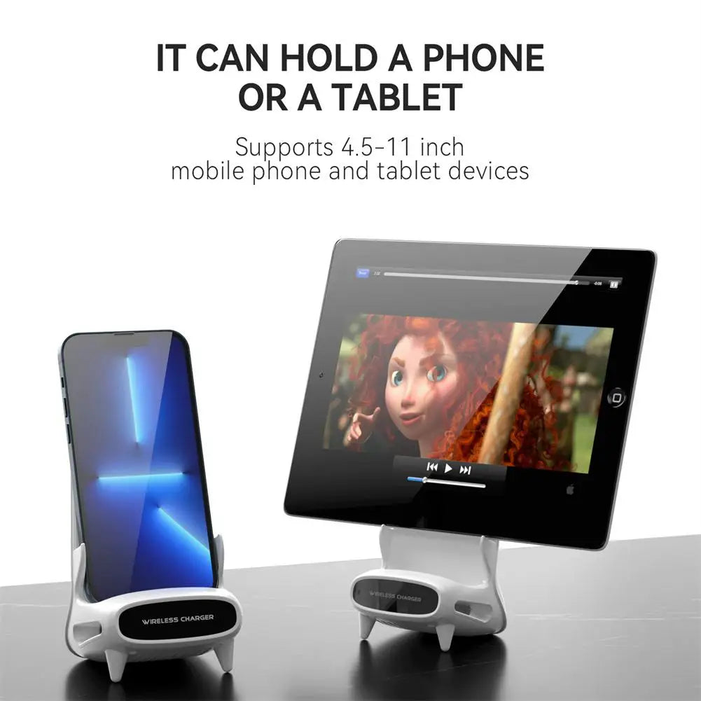 Portable 15W Fast Charge Wireless Charging Desk Stand & Mini Chair Sound Holder