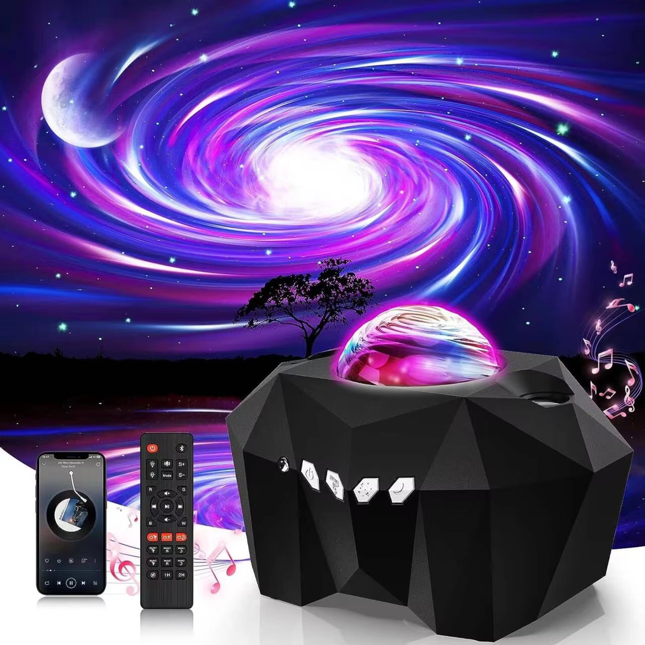 2024 Aurora Star Light Projector with Moon Galaxy Night Lights Bluetooth Music Speaker for Kids Room Decor Home Atomosphere Lamp