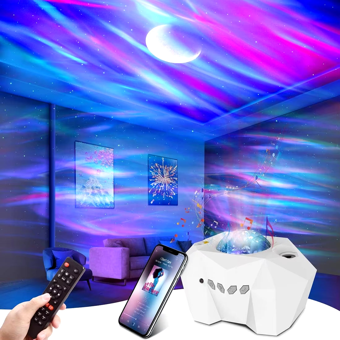 2024 Aurora Star Light Projector with Moon Galaxy Night Lights Bluetooth Music Speaker for Kids Room Decor Home Atomosphere Lamp