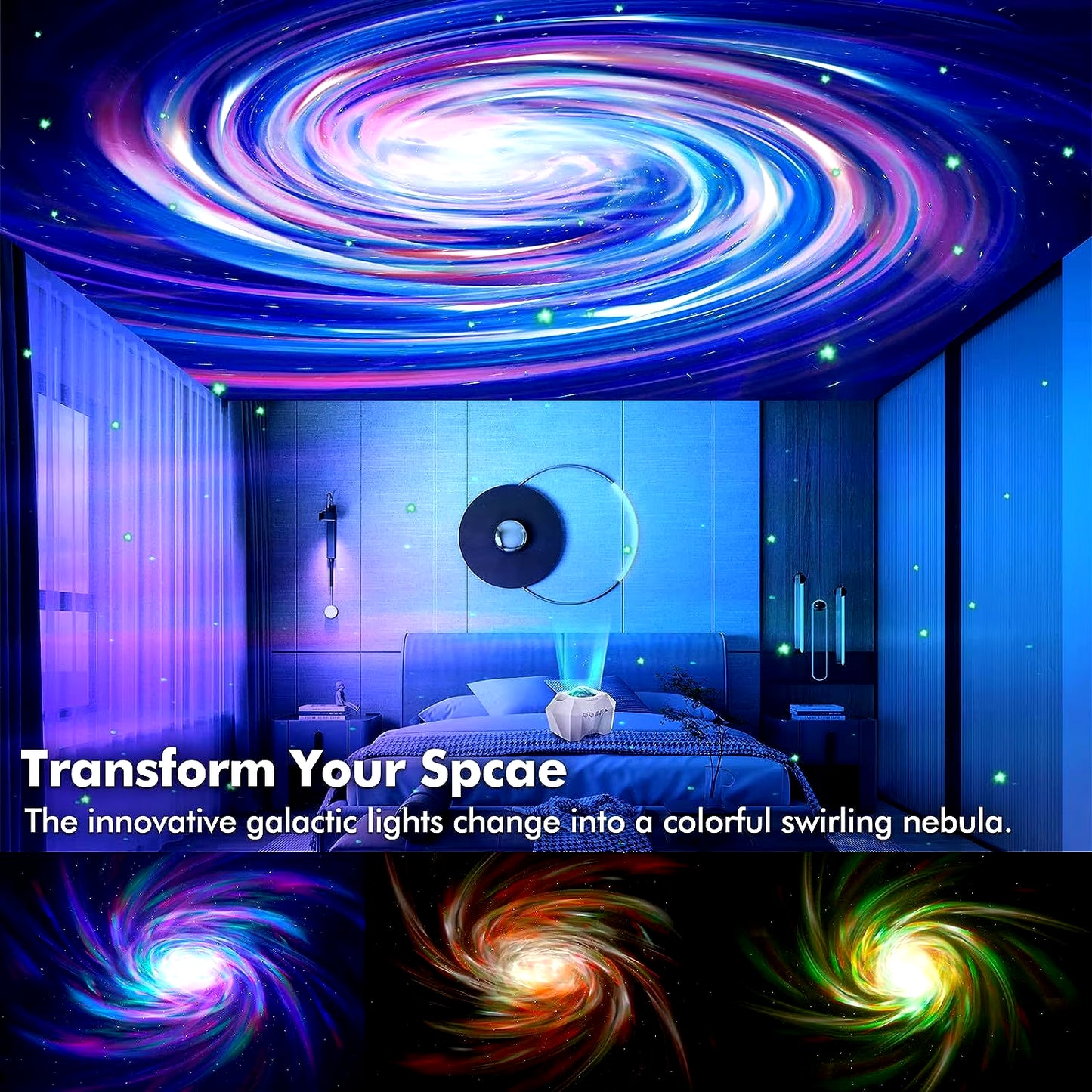 2024 Aurora Star Light Projector with Moon Galaxy Night Lights Bluetooth Music Speaker for Kids Room Decor Home Atomosphere Lamp